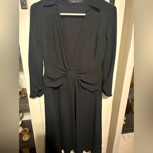 EUC BCBG Maxazria Collared V Neck Black Dress